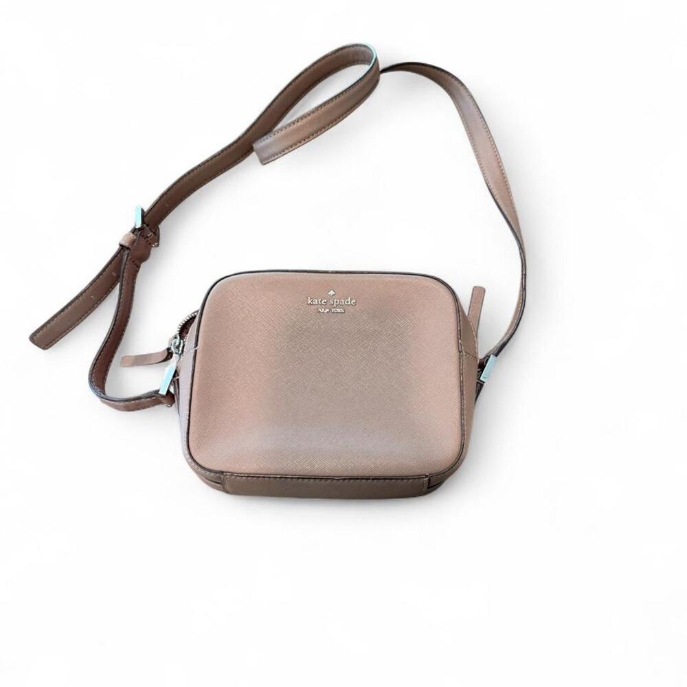 Kate Spade New York Saffiano Leather Camera Crossbody Bag Mauve Taupe